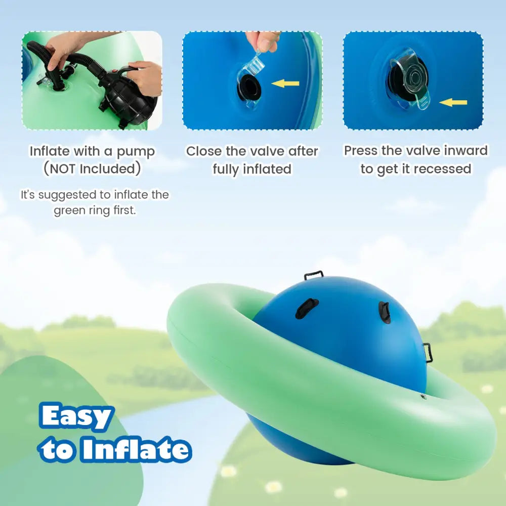 7.5 Foot Giant Inflatable Dome Rocker Bouncer with 6 Built-in Handles for Kids-Green - Green - Toy Sports