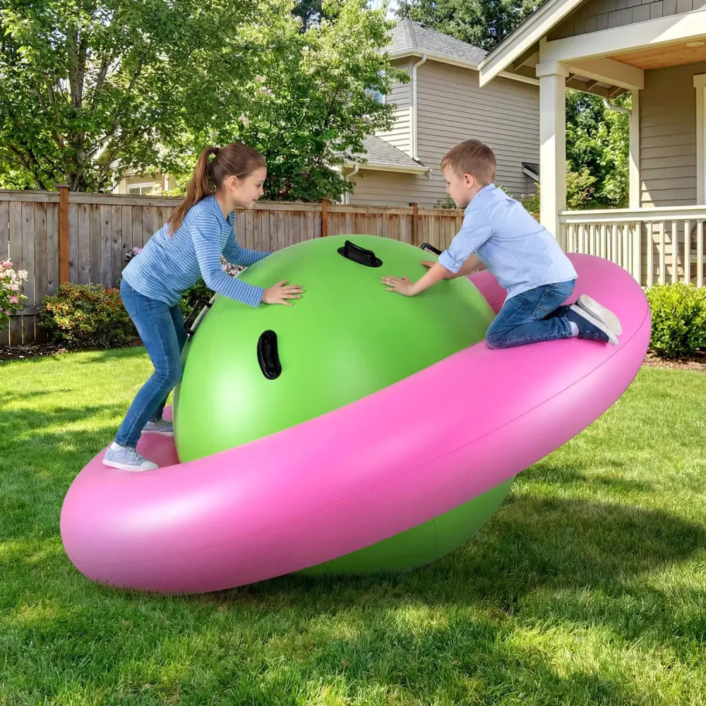7.5 Foot Giant Inflatable Dome Rocker Bouncer with 6 Built-in Handles for Kids-Pink - Pink - Toy Sports