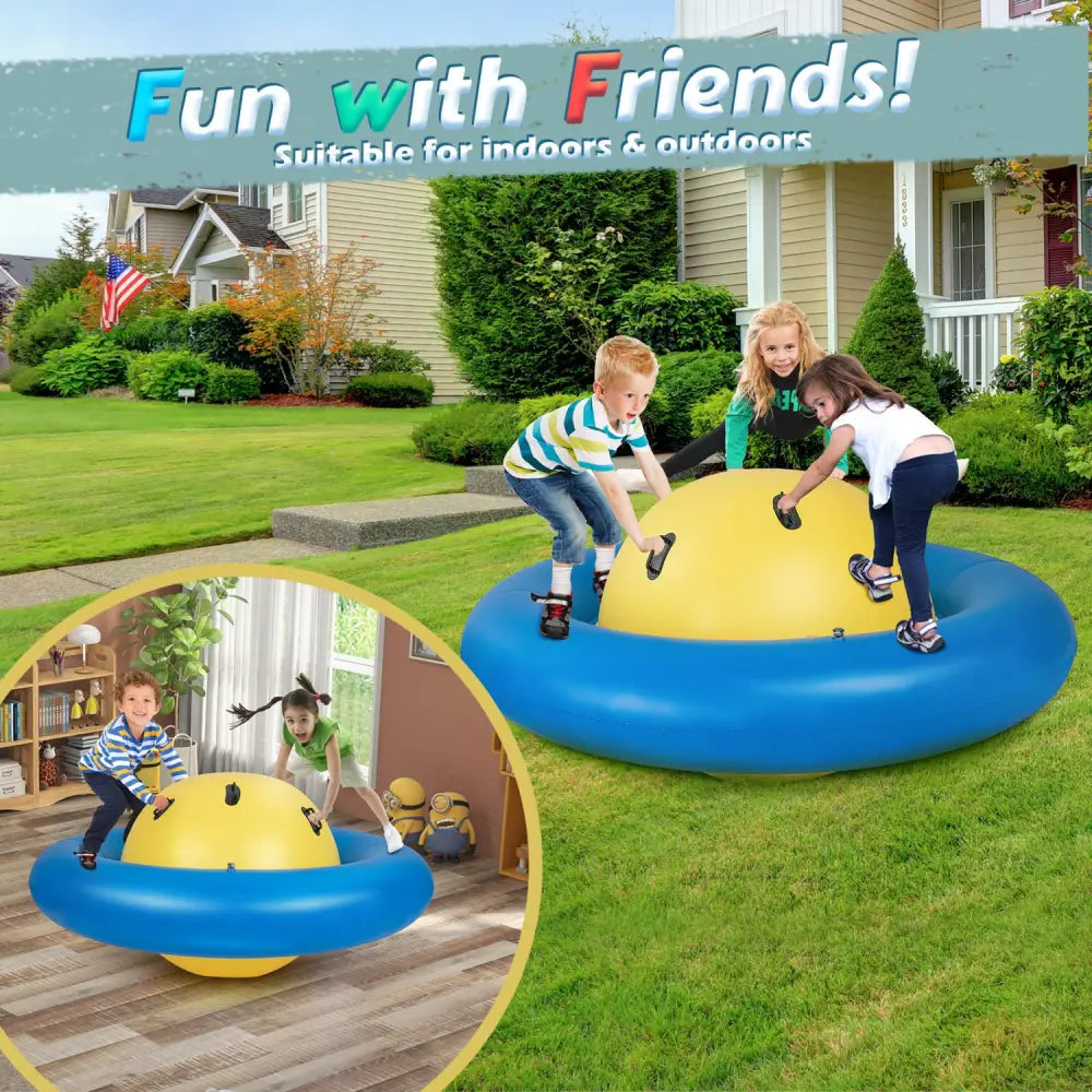 7.5 Foot Giant Inflatable Dome Rocker Bouncer with 6 Built-in Handles for Kids-Blue - Blue - Toy Sports