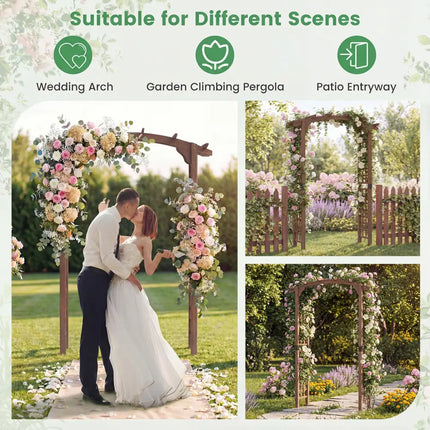 7.5 Ft Garden Arch Wooden Arbor Outdoor Wood Trellis for Climbing Plants-Rustic Brown - Rustic Brown - Outdoor Decor