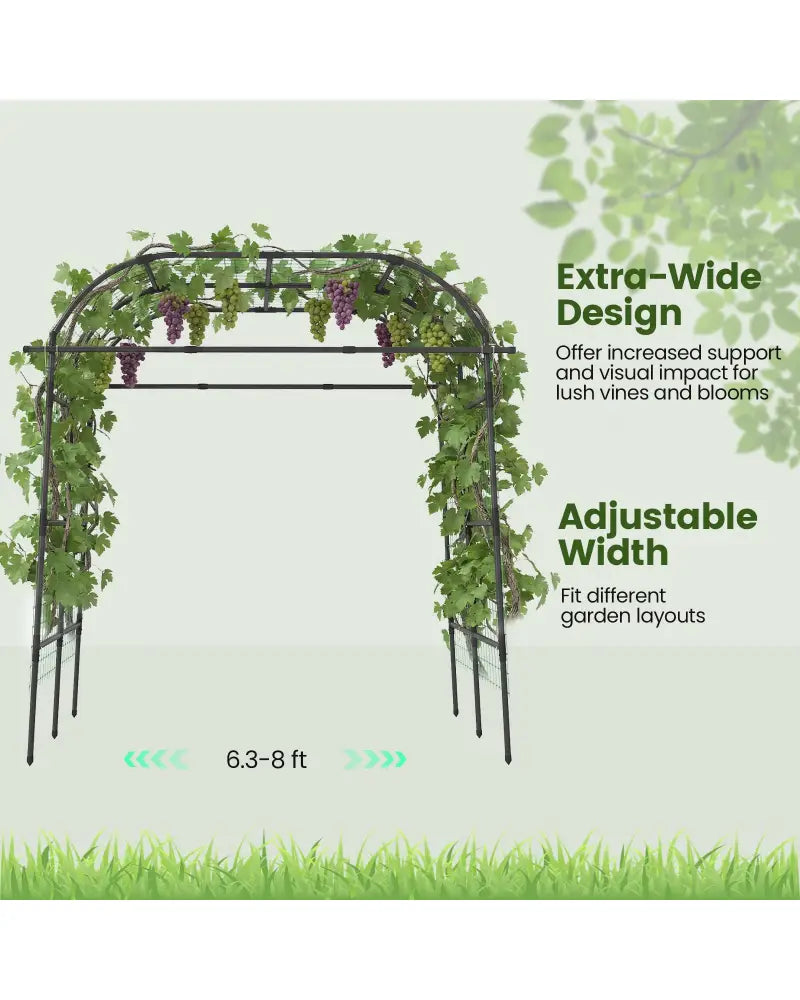 7.5 FT Tall Metal Garden Arch Trellis for Climbing Plants Outdoor-Black - Black - Plant Supports