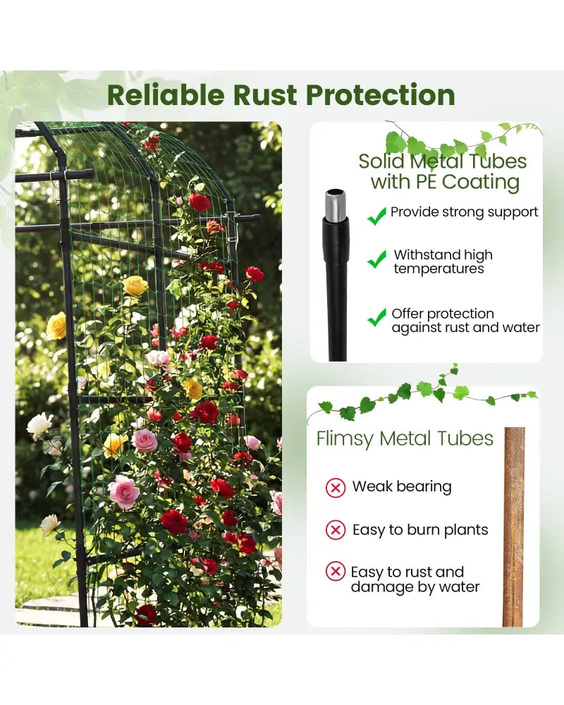 7.5 FT Tall Metal Garden Arch Trellis for Climbing Plants Outdoor-Black - Black - Plant Supports