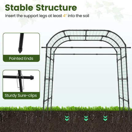 7.5 FT Tall Metal Garden Arch Trellis for Climbing Plants Outdoor-Black - Black - Plant Supports