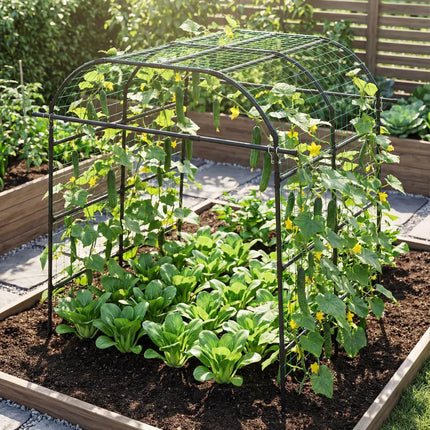 7.5 FT Tall Metal Garden Arch Trellis for Climbing Plants Outdoor-Black - Black - Plant Supports