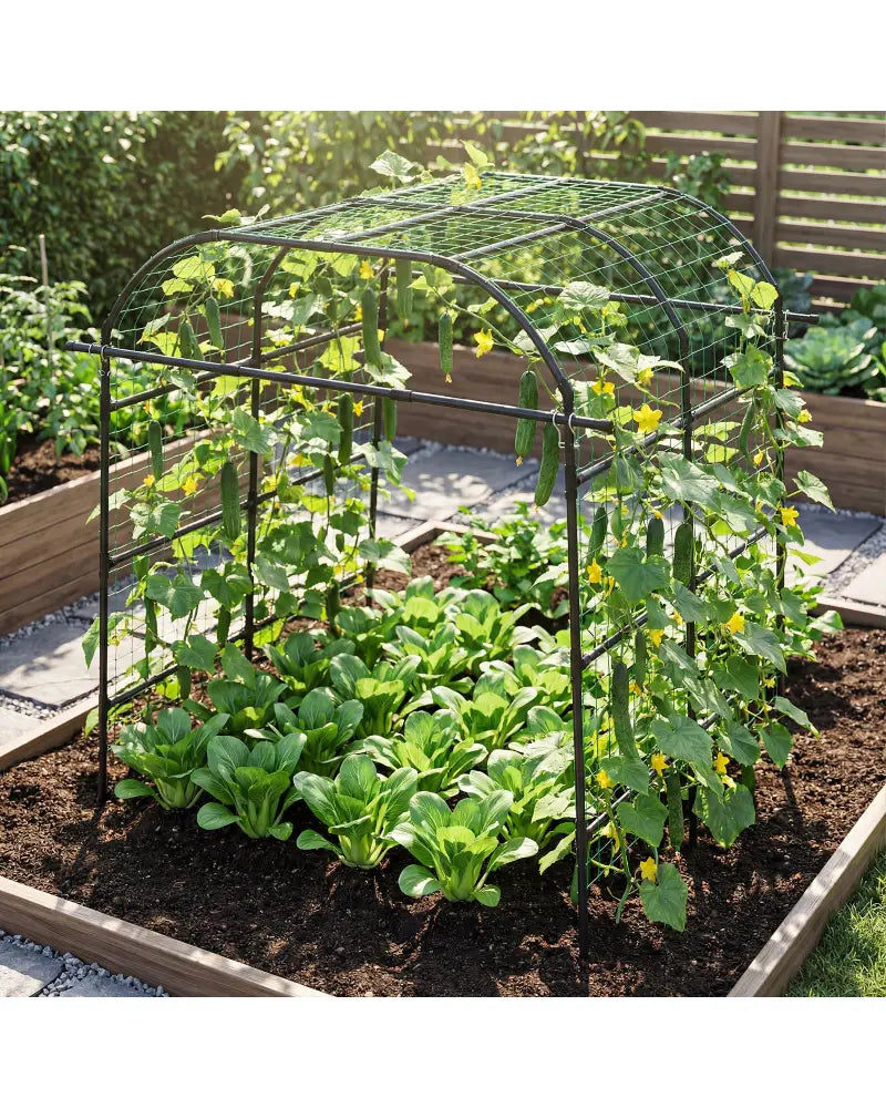 7.5 FT Tall Metal Garden Arch Trellis for Climbing Plants Outdoor-Black - Black - Plant Supports