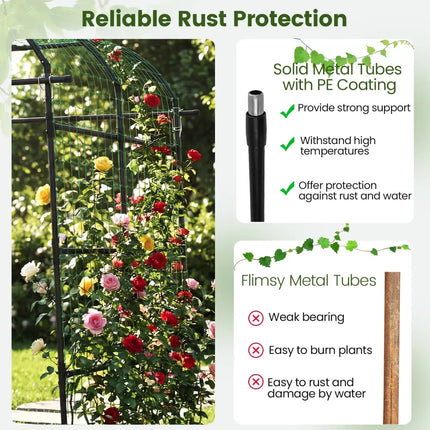 7.5 FT Tall Metal Garden Arch Trellis for Climbing Plants Outdoor-Black - Black - Plant Supports