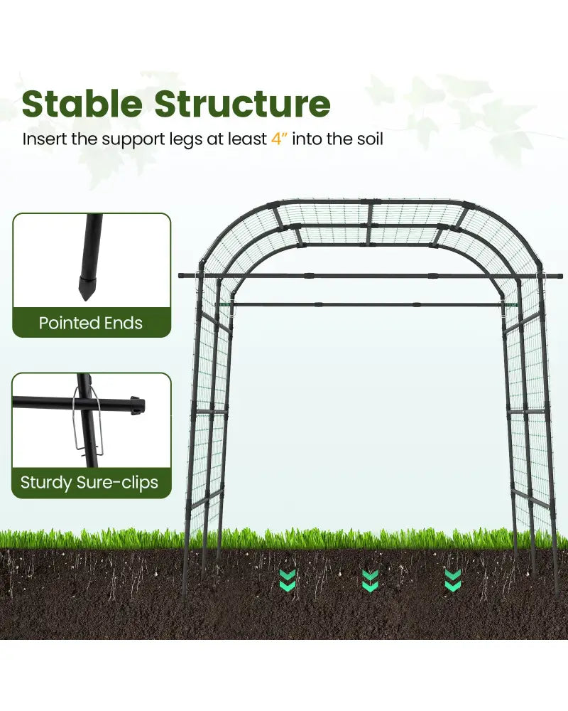 7.5 FT Tall Metal Garden Arch Trellis for Climbing Plants Outdoor-Black - Black - Plant Supports