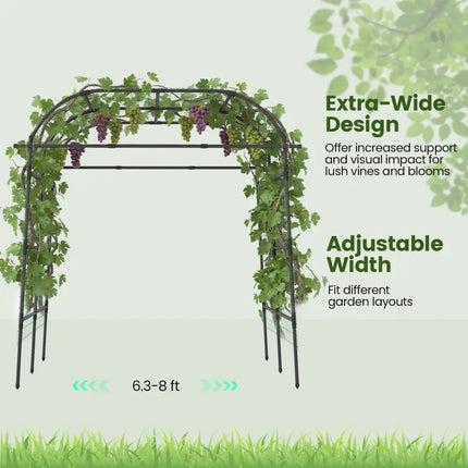 7.5 FT Tall Metal Garden Arch Trellis for Climbing Plants Outdoor-Black - Black - Plant Supports