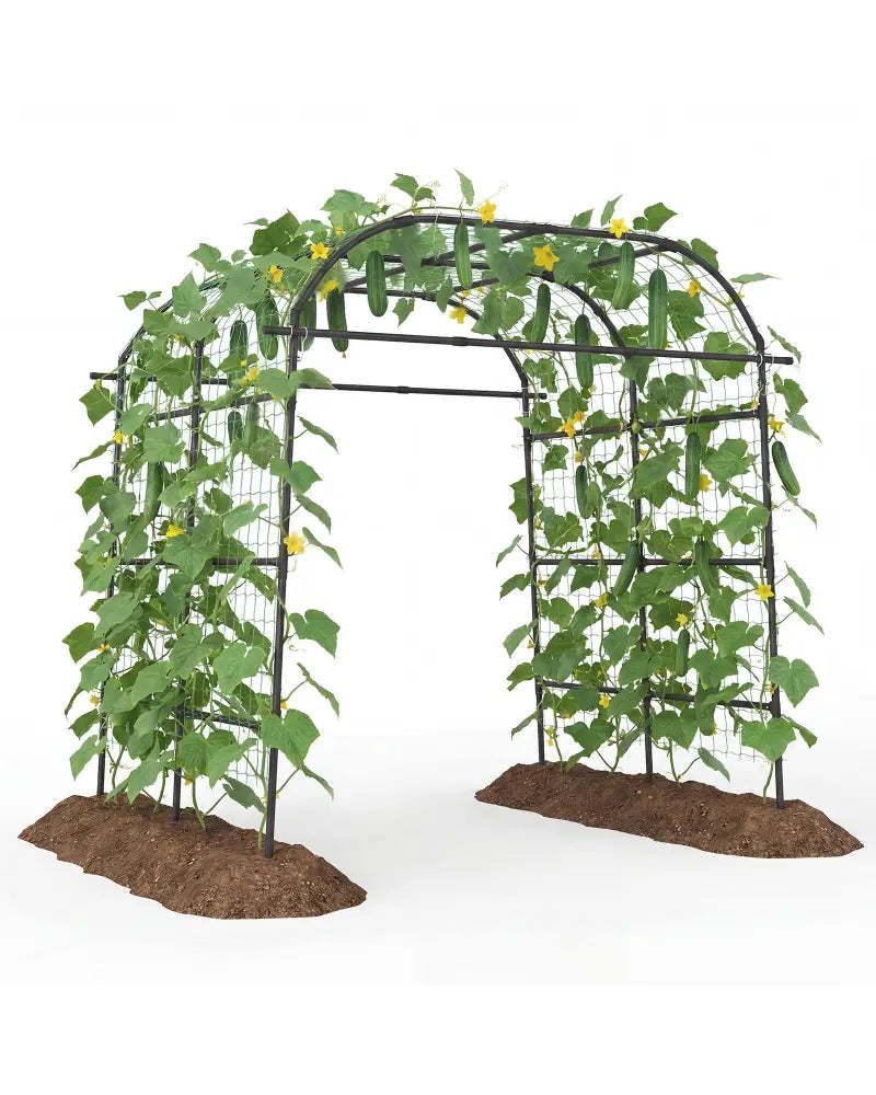 7.5 FT Tall Metal Garden Arch Trellis for Climbing Plants Outdoor-Black - Black - Plant Supports