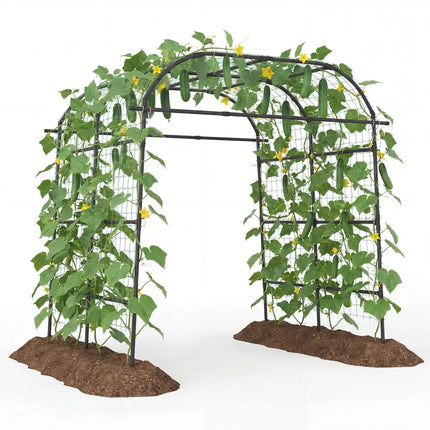 7.5 FT Tall Metal Garden Arch Trellis for Climbing Plants Outdoor-Black - Black - Plant Supports