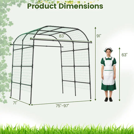 7.5 FT Tall Metal Garden Arch Trellis for Climbing Plants Outdoor-Black - Black - Plant Supports