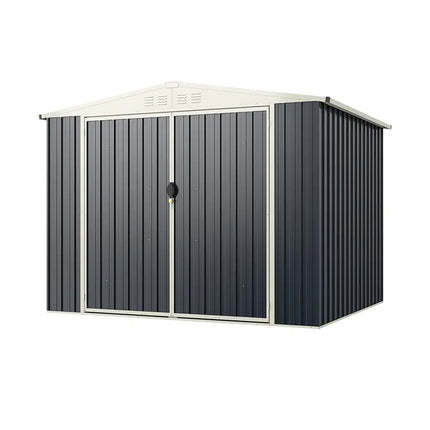 7.5 x 6.3 FT Metal Outdoor Storage Shed with Lockable Door-Gray - Gray - Sheds & Outdoor Storage