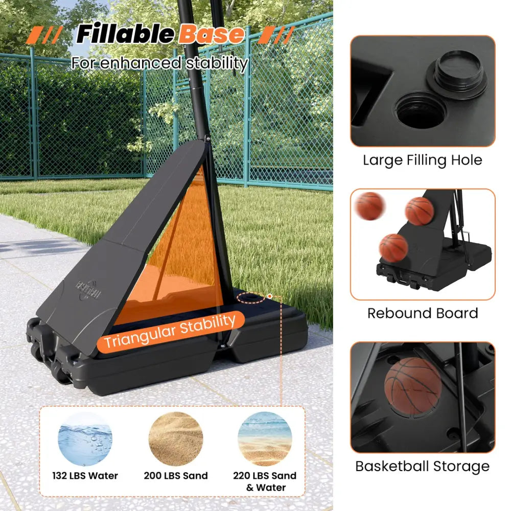 7.7-10 FT Tool-Free Height Adjustable Basketball Goal System - Sport Equipments