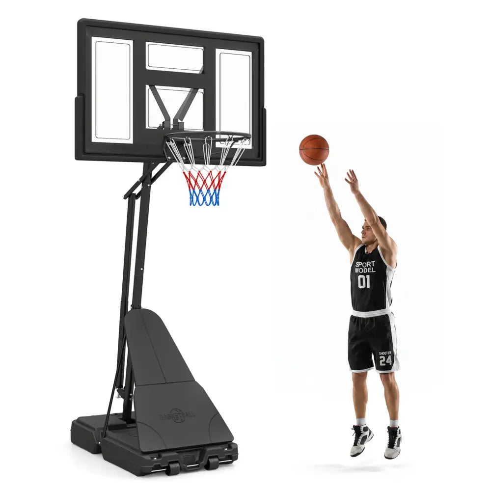 7.7-10 FT Tool-Free Height Adjustable Basketball Goal System - Sport Equipments