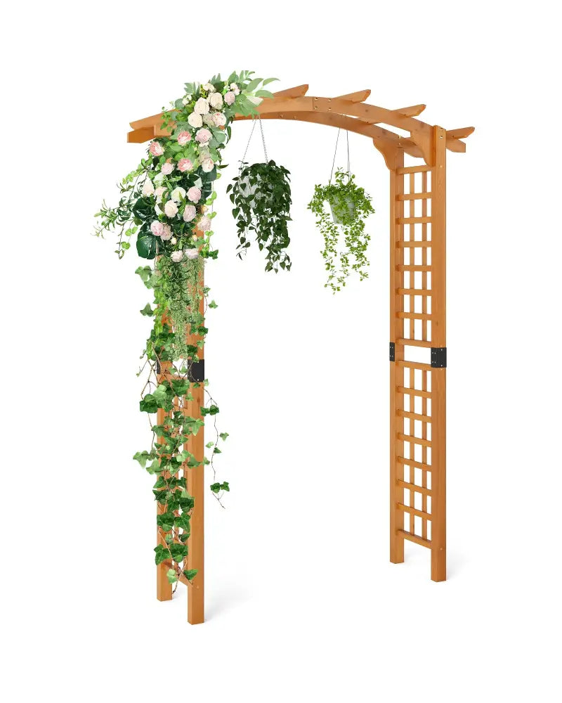 7/7.5 Feet Garden Arch Wooden Arbor Outdoor Wood Trellis for Climbing Plants-7.5 FT - Orange - Garden Arbors