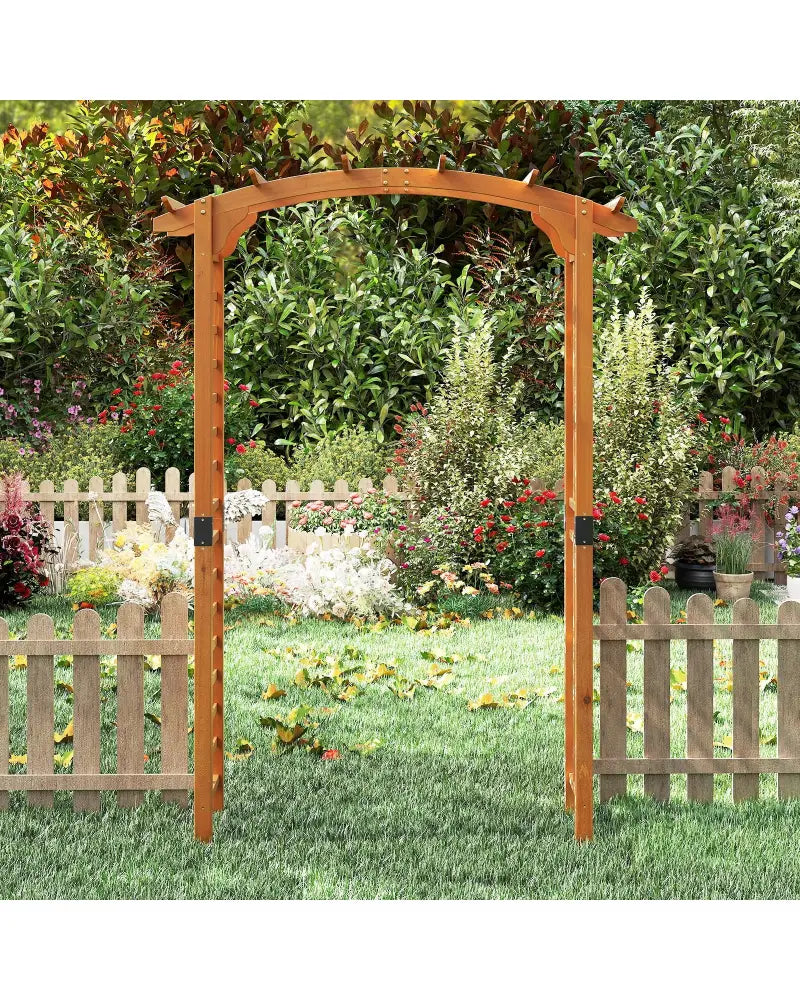 7/7.5 Feet Garden Arch Wooden Arbor Outdoor Wood Trellis for Climbing Plants-7.5 FT - Orange - Garden Arbors