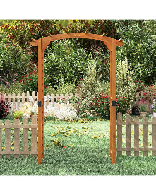 7/7.5 Feet Garden Arch Wooden Arbor Outdoor Wood Trellis for Climbing Plants-7.5 FT - Orange - Garden Arbors
