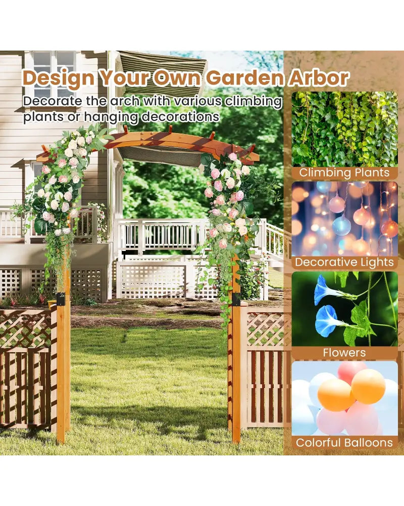 7/7.5 Feet Garden Arch Wooden Arbor Outdoor Wood Trellis for Climbing Plants-7.5 FT - Orange - Garden Arbors