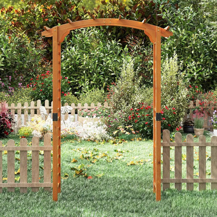 7/7.5 Feet Garden Arch Wooden Arbor Outdoor Wood Trellis for Climbing Plants-7.5 FT - Orange - Outdoor Decor