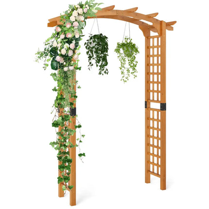 7/7.5 Feet Garden Arch Wooden Arbor Outdoor Wood Trellis for Climbing Plants-7.5 FT - Orange - Outdoor Decor