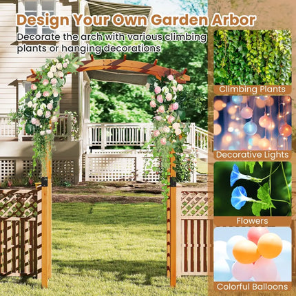 7/7.5 Feet Garden Arch Wooden Arbor Outdoor Wood Trellis for Climbing Plants-7.5 FT - Orange - Outdoor Decor