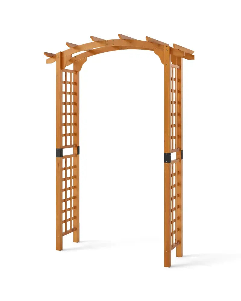 7/7.5 Feet Garden Arch Wooden Arbor Outdoor Wood Trellis for Climbing Plants-7.5 FT - Orange - Garden Arbors