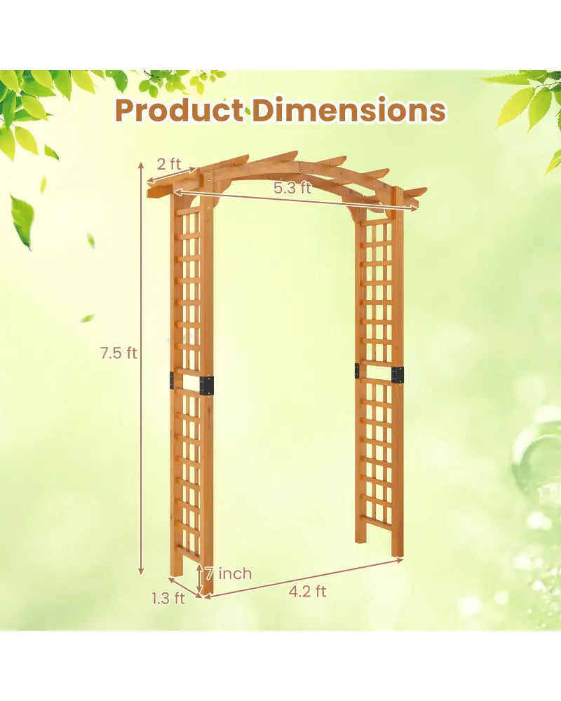 7/7.5 Feet Garden Arch Wooden Arbor Outdoor Wood Trellis for Climbing Plants-7.5 FT - Orange - Garden Arbors