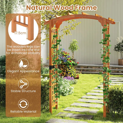 7/7.5 Feet Garden Arch Wooden Arbor Outdoor Wood Trellis for Climbing Plants-7.5 FT - Orange - Outdoor Decor