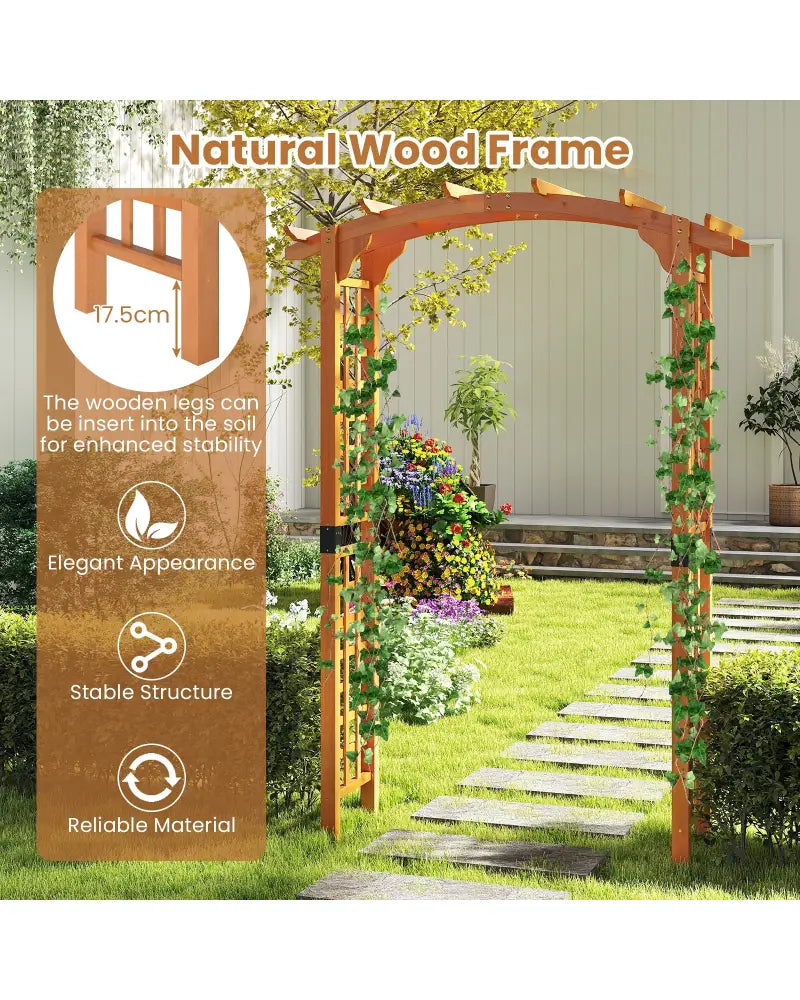 7/7.5 Feet Garden Arch Wooden Arbor Outdoor Wood Trellis for Climbing Plants-7.5 FT - Orange - Garden Arbors