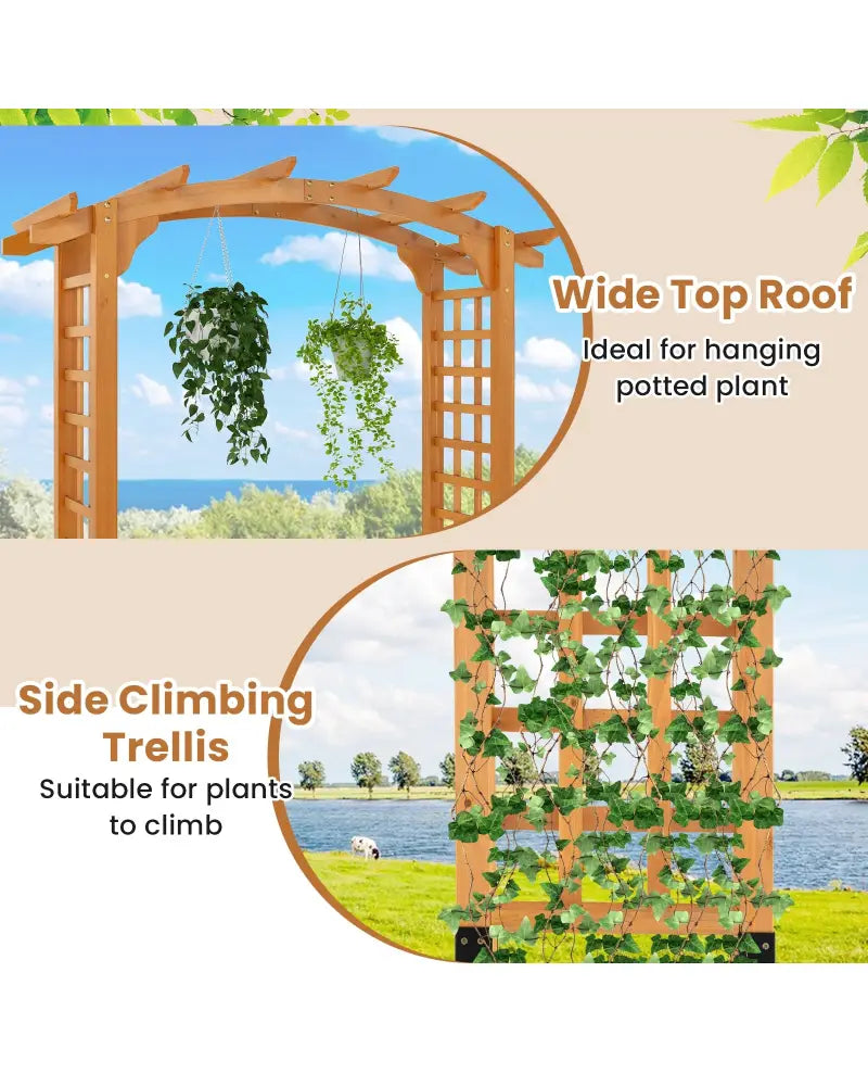 7/7.5 Feet Garden Arch Wooden Arbor Outdoor Wood Trellis for Climbing Plants-7.5 FT - Orange - Garden Arbors