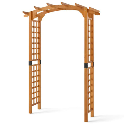 7/7.5 Feet Garden Arch Wooden Arbor Outdoor Wood Trellis for Climbing Plants-7.5 FT - Orange - Outdoor Decor