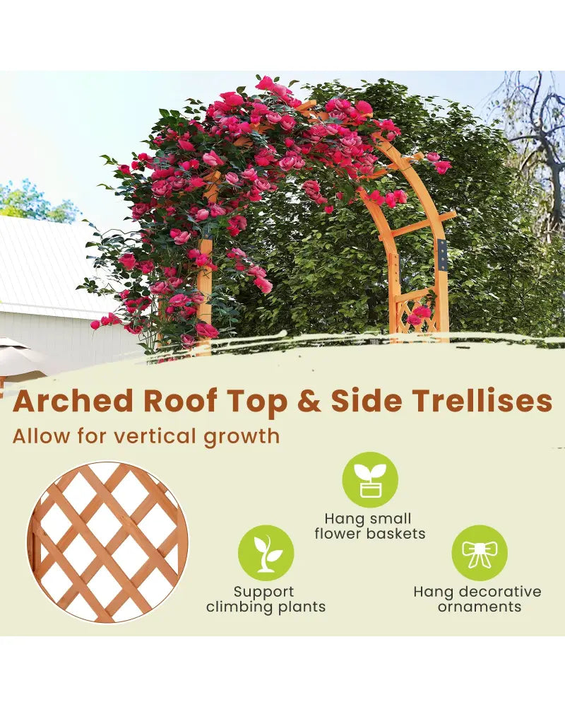 7.7 Feet Garden Arch Wooden Arbor for Climbing Plants - Orange - Garden Arbors