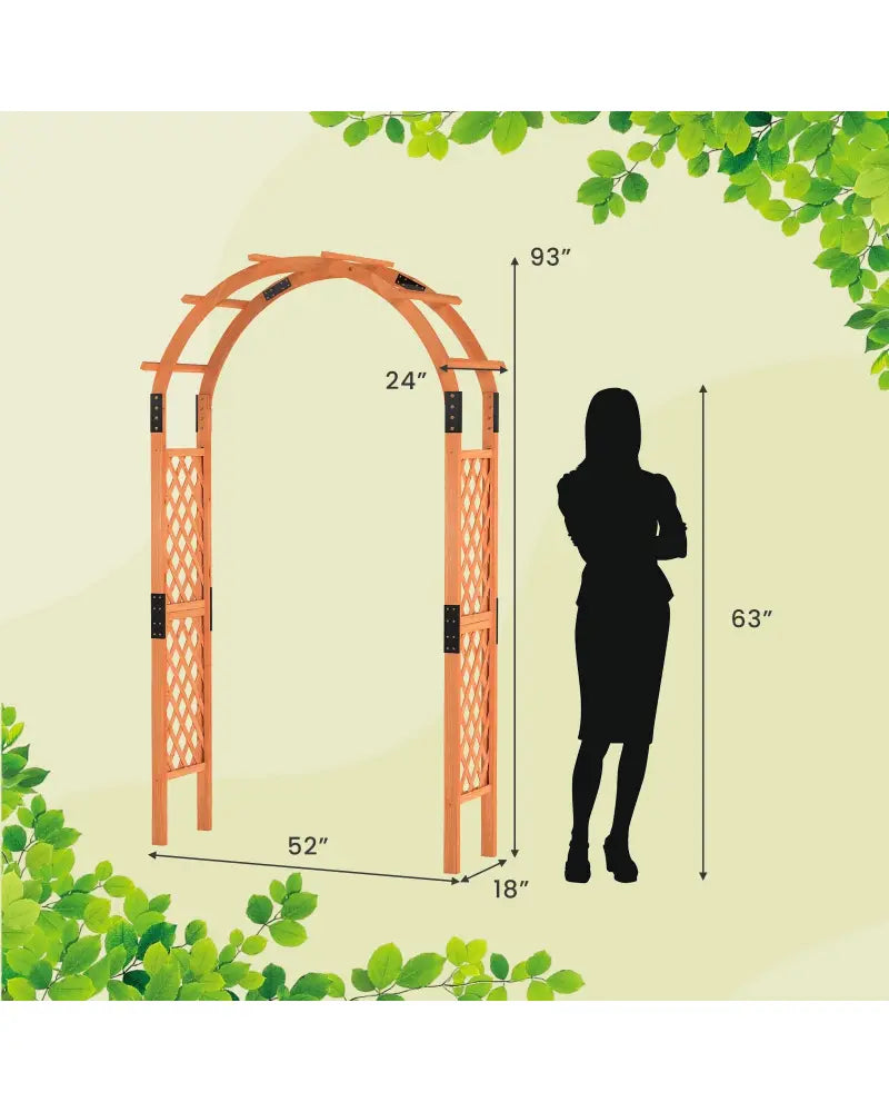 7.7 Feet Garden Arch Wooden Arbor for Climbing Plants - Orange - Garden Arbors