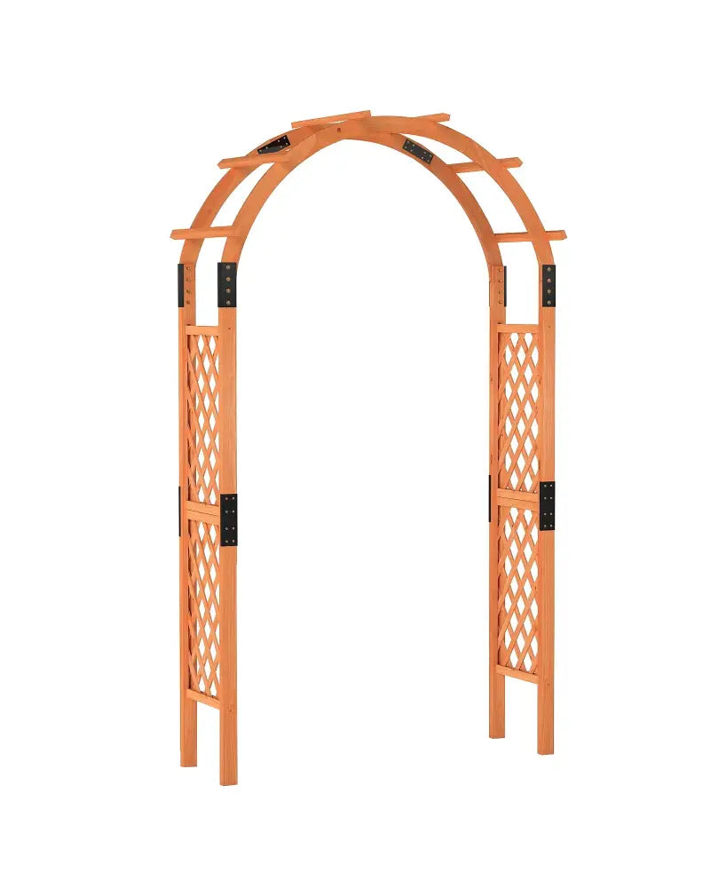7.7 Feet Garden Arch Wooden Arbor for Climbing Plants - Orange - Garden Arbors