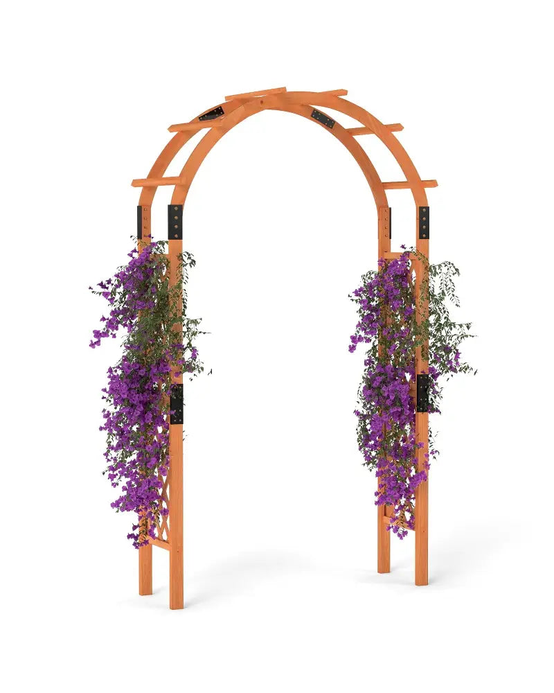 7.7 Feet Garden Arch Wooden Arbor for Climbing Plants - Orange - Garden Arbors