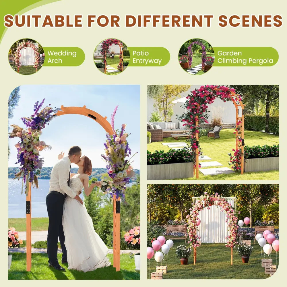 7.7 Feet Garden Arch Wooden Arbor for Climbing Plants - Orange - Outdoor Decor