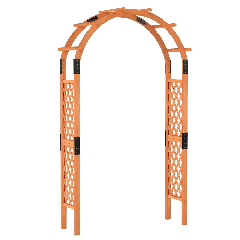 7.7 Feet Garden Arch Wooden Arbor for Climbing Plants - Orange - Outdoor Decor