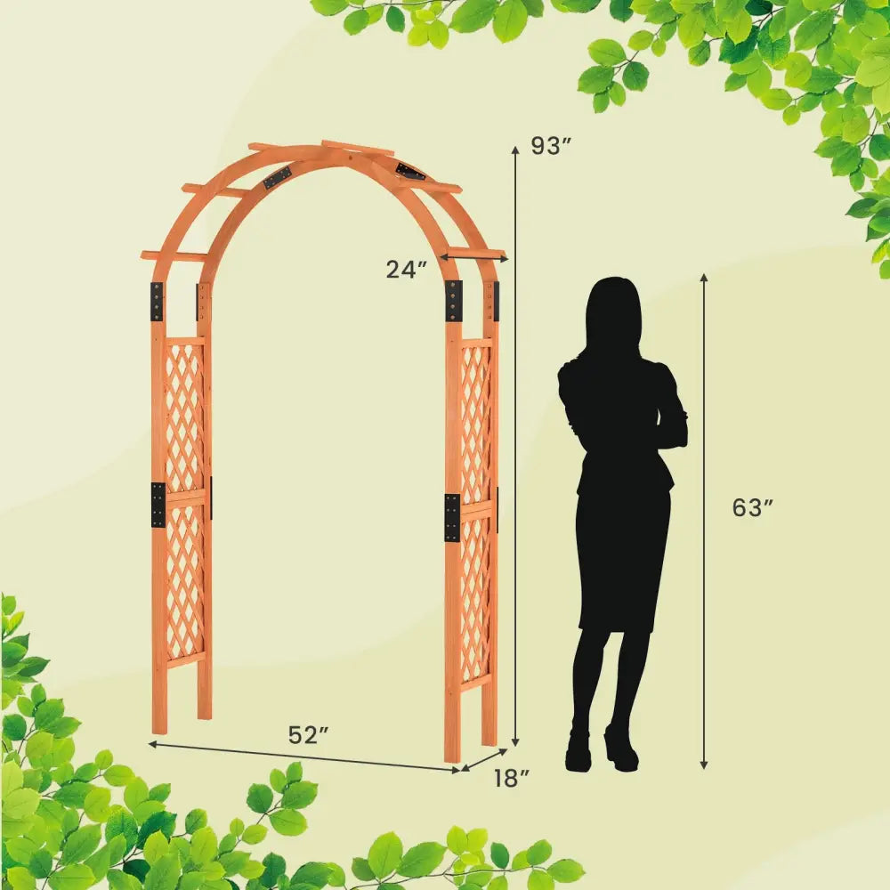 7.7 Feet Garden Arch Wooden Arbor for Climbing Plants - Orange - Outdoor Decor