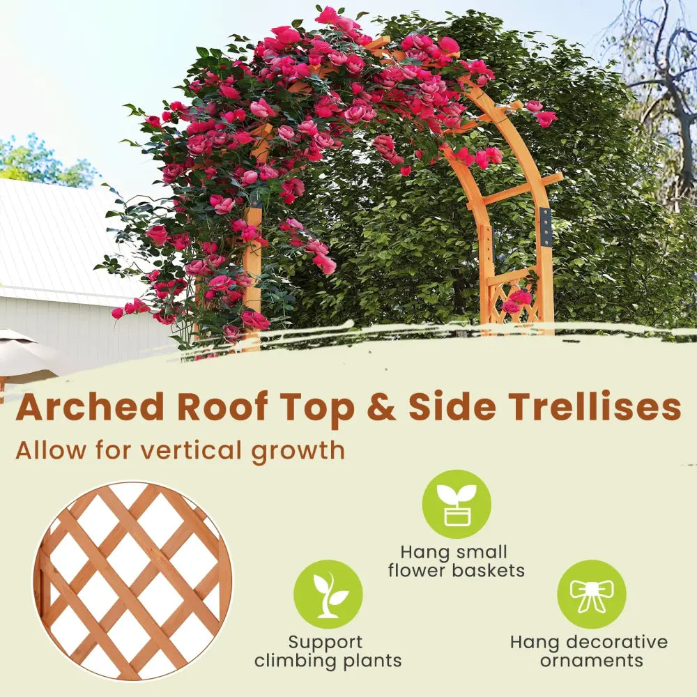 7.7 Feet Garden Arch Wooden Arbor for Climbing Plants - Orange - Outdoor Decor