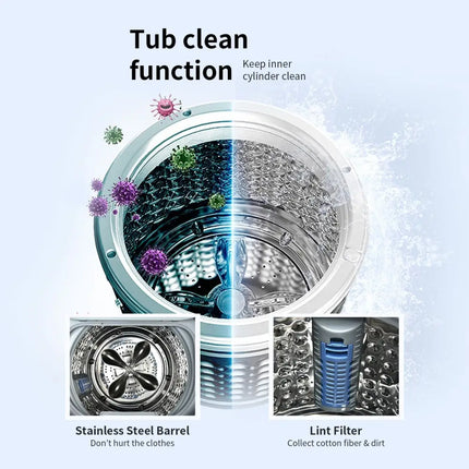 7.7 lbs Compact Full Automatic Washing Machine with Heating Function Pump - Oasis Home Essentials