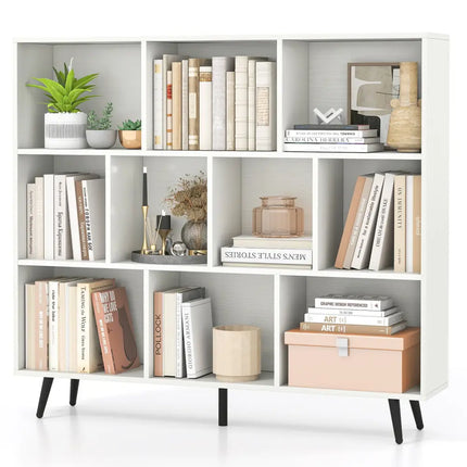 7/8/10-Cube Bookcase with 5 Tapered Metal Legs-10 Cubes - Bookcases