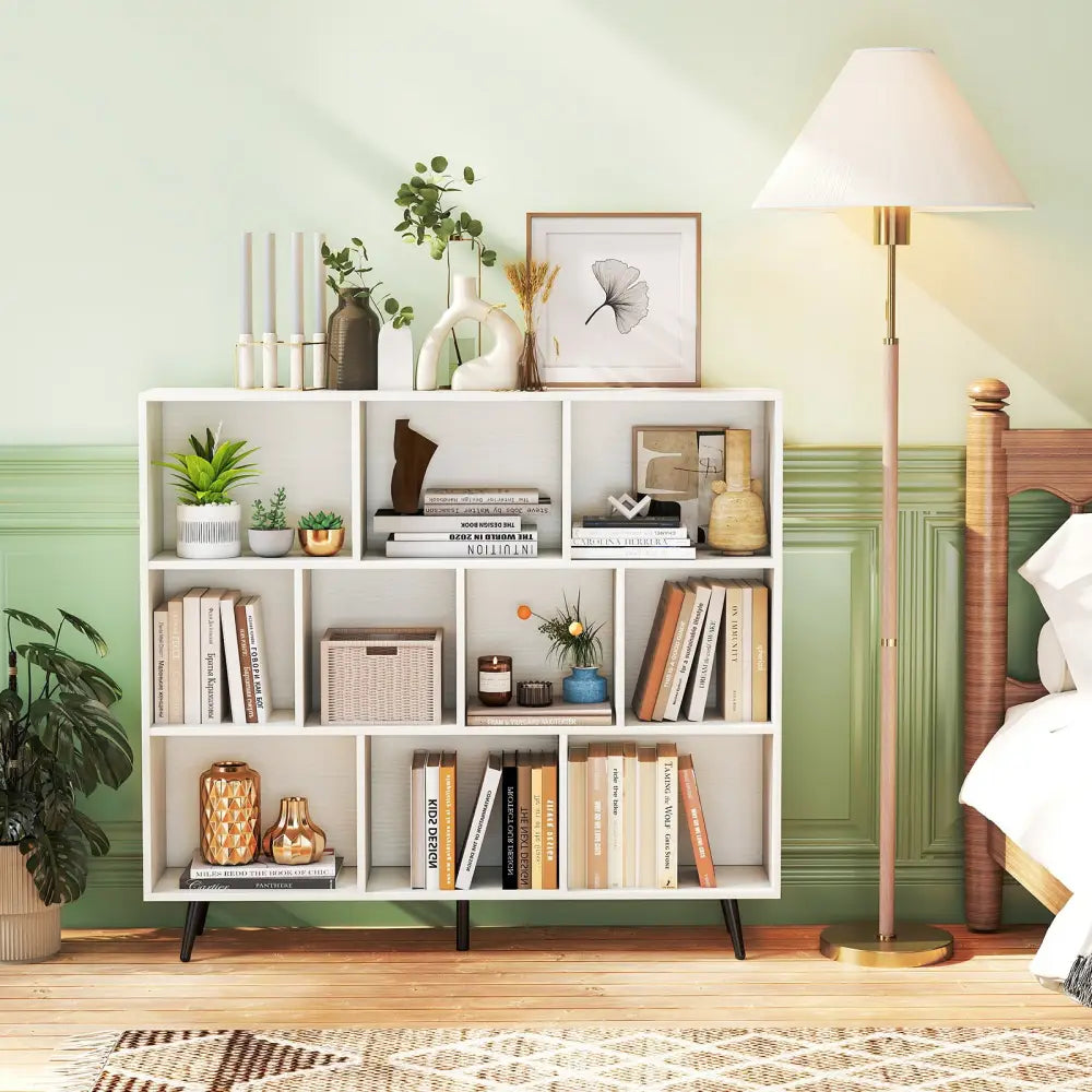 7/8/10-Cube Bookcase with 5 Tapered Metal Legs-10 Cubes - Bookcases