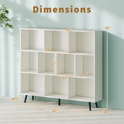 7/8/10-Cube Bookcase with 5 Tapered Metal Legs-10 Cubes - Bookcases