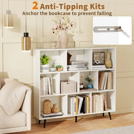7/8/10-Cube Bookcase with 5 Tapered Metal Legs-10 Cubes - Bookcases