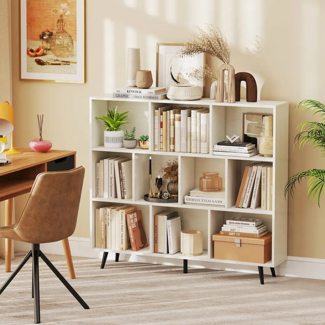 7/8/10-Cube Bookcase with 5 Tapered Metal Legs-10 Cubes - Bookcases