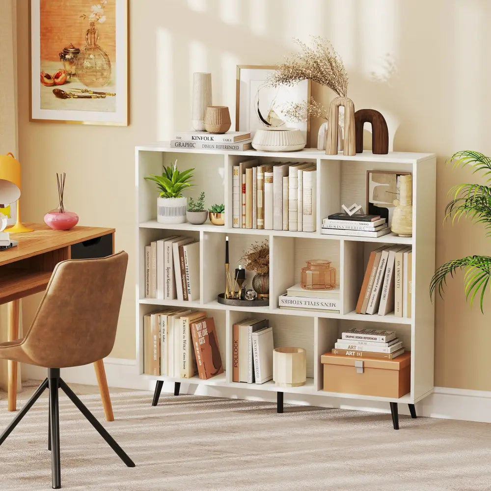 7/8/10-Cube Bookcase with 5 Tapered Metal Legs-10 Cubes - Bookcases
