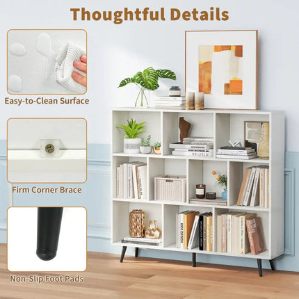 7/8/10-Cube Bookcase with 5 Tapered Metal Legs-10 Cubes - Bookcases