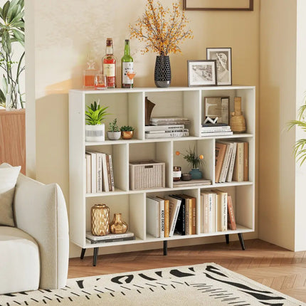 7/8/10-Cube Bookcase with 5 Tapered Metal Legs-10 Cubes - Bookcases