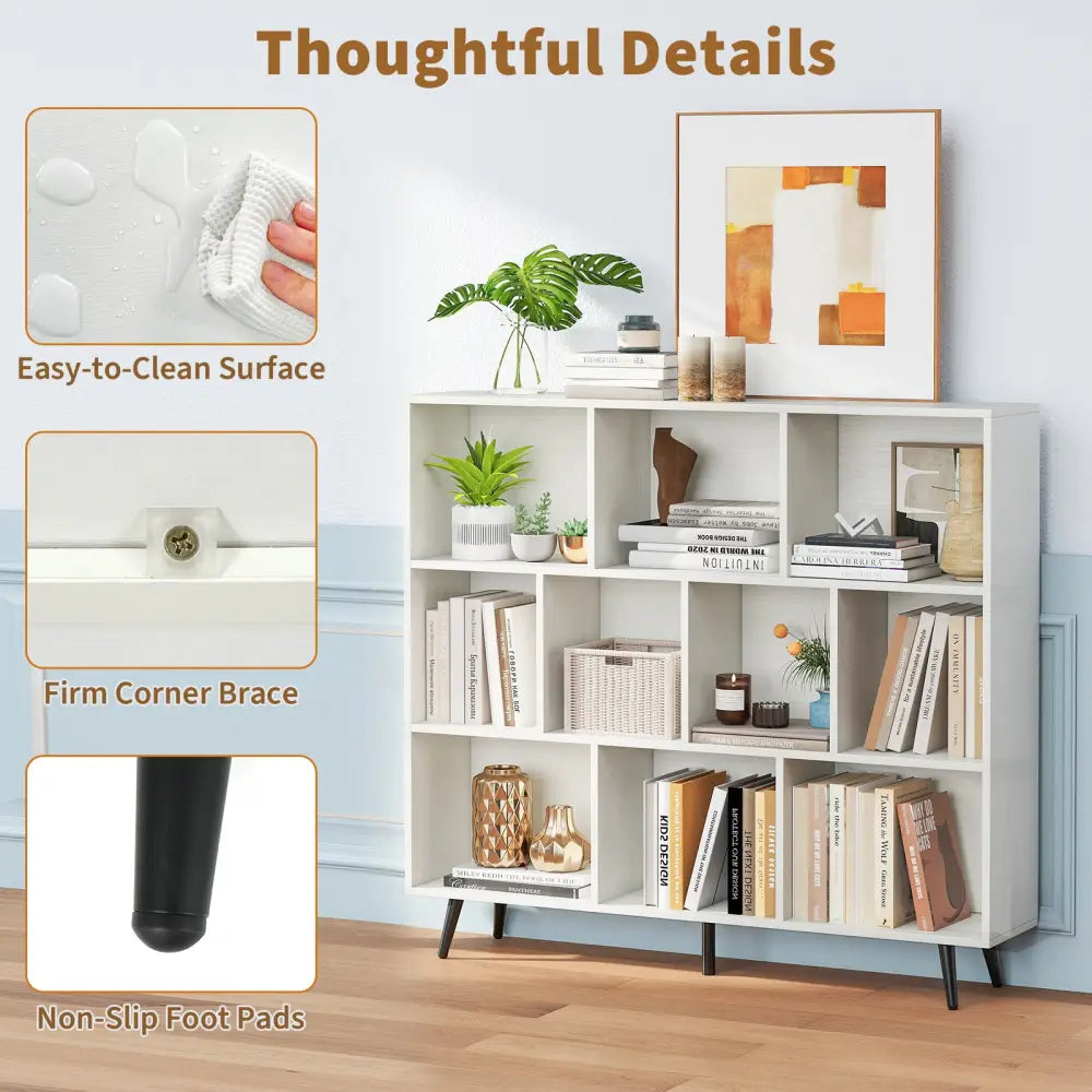7/8/10-Cube Bookcase with 5 Tapered Metal Legs-10 Cubes - Bookcases