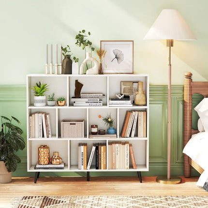 7/8/10-Cube Bookcase with 5 Tapered Metal Legs-10 Cubes - Bookcases
